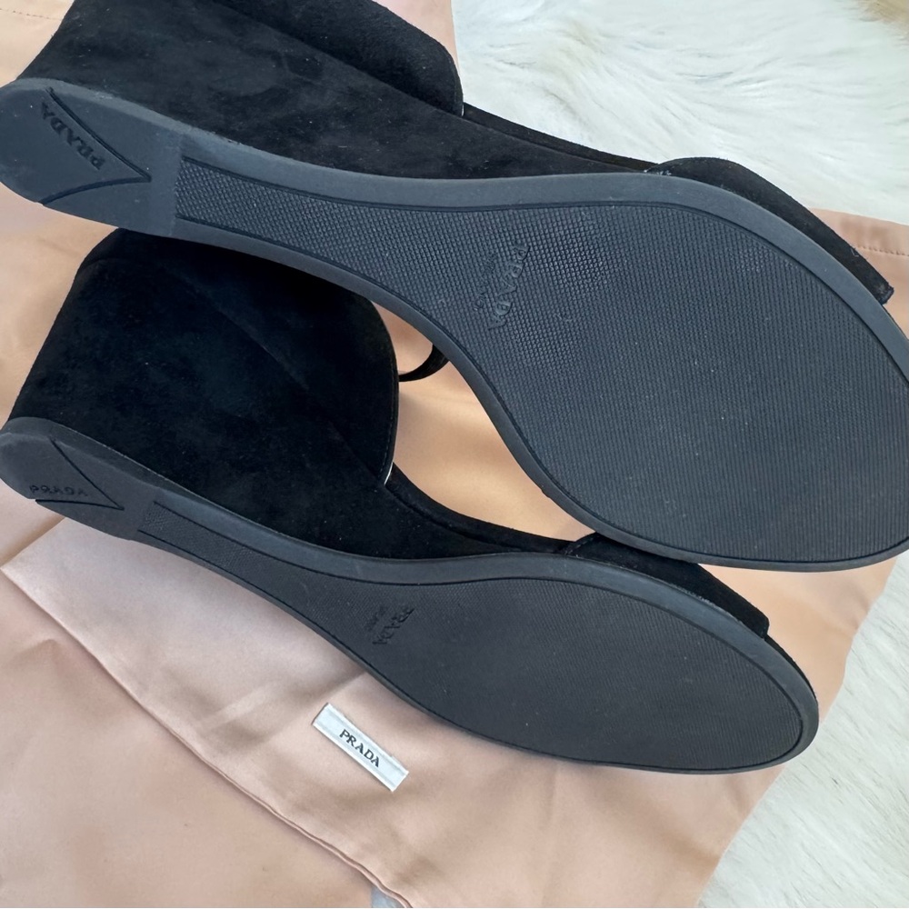 Brand new prada suede wedge black kitten heel sandals 38.5 - Picture 14 of 14